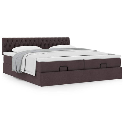 vidaXL Ottoman-Bett mit Matratzen Dunkelbraun 200x200 cm Stoff