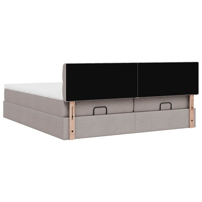 vidaXL Ottoman-Bett mit Matratzen Taupe 200x200 cm Stoff