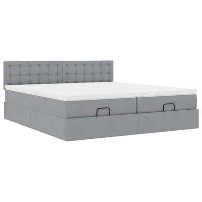 vidaXL Ottoman-Bett mit Matratzen Hellgrau 160x200 cm Stoff