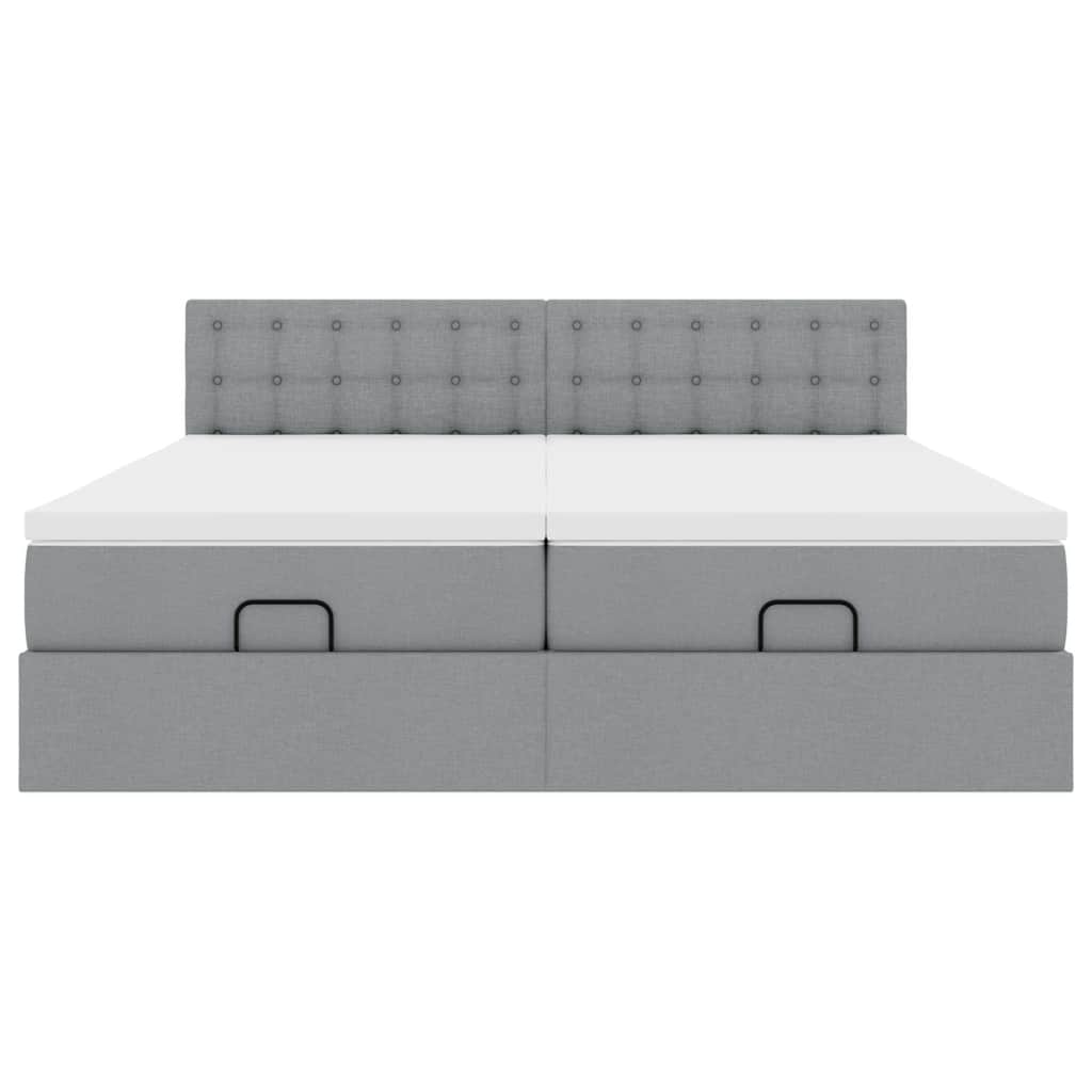 vidaXL Ottoman-Bett mit Matratzen Hellgrau 160x200 cm Stoff