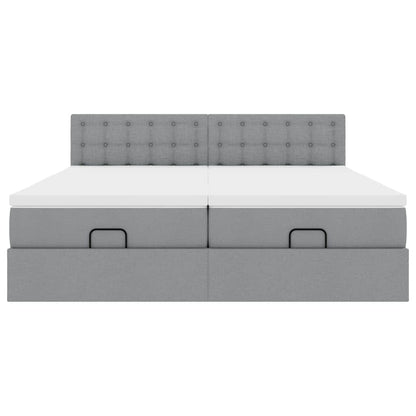 vidaXL Ottoman-Bett mit Matratzen Hellgrau 160x200 cm Stoff