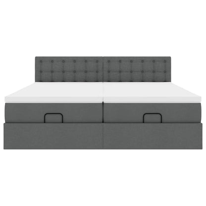 Ottoman-Bett mit Matratzen Dunkelgrau 160x200 cm Stoff
