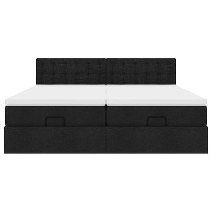 vidaXL Ottoman-Bett mit Matratzen Schwarz 160x200 cm Stoff