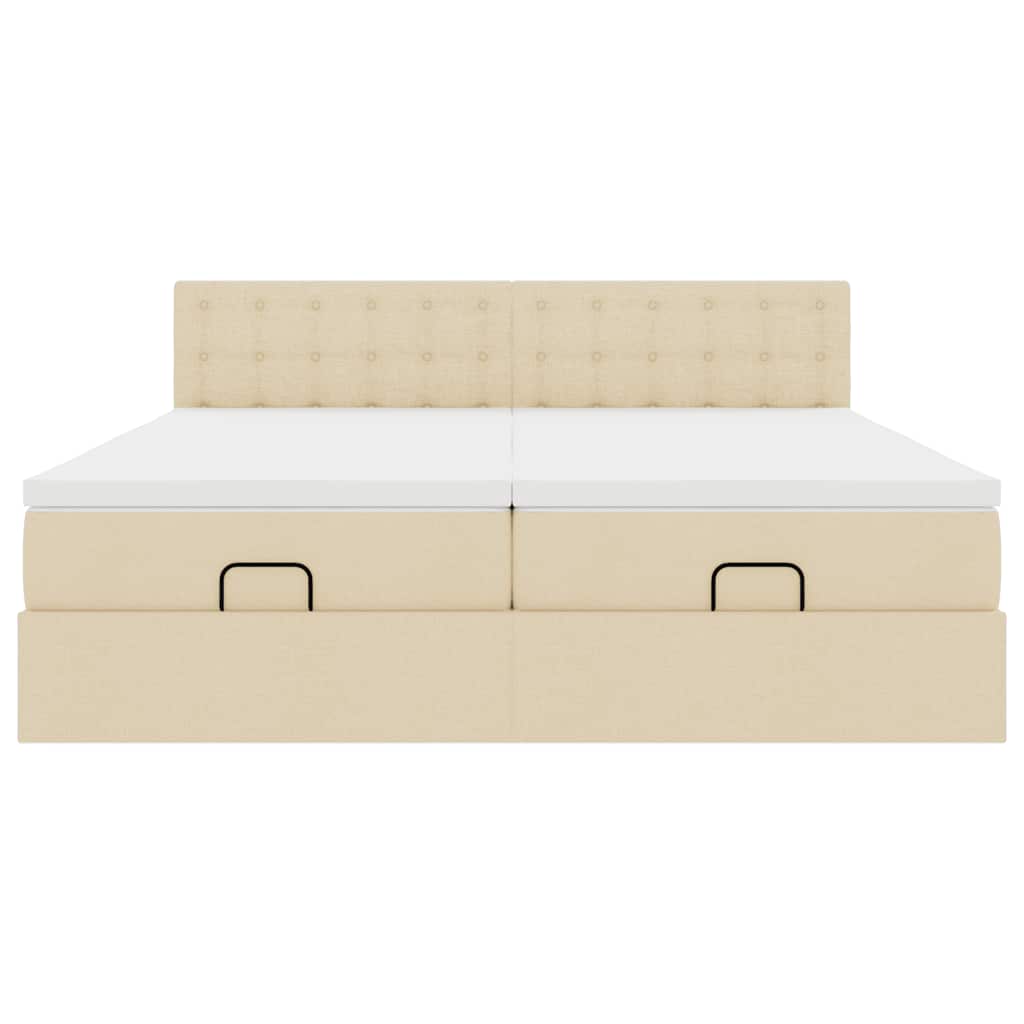 vidaXL Ottoman-Bett mit Matratzen Creme 160x200 cm Stoff