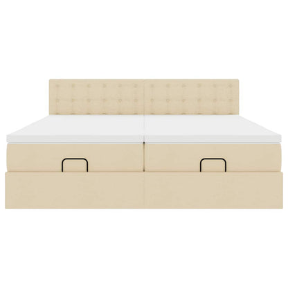 vidaXL Ottoman-Bett mit Matratzen Creme 160x200 cm Stoff
