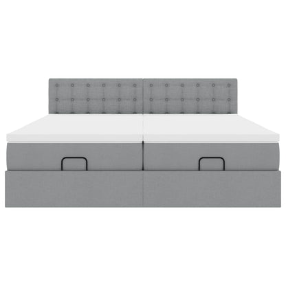Ottoman-Bett mit Matratzen Hellgrau 180x200 cm Stoff