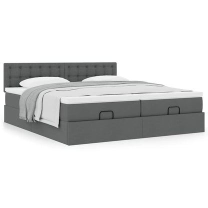 vidaXL Ottoman-Bett mit Matratzen Dunkelgrau 180x200 cm Stoff