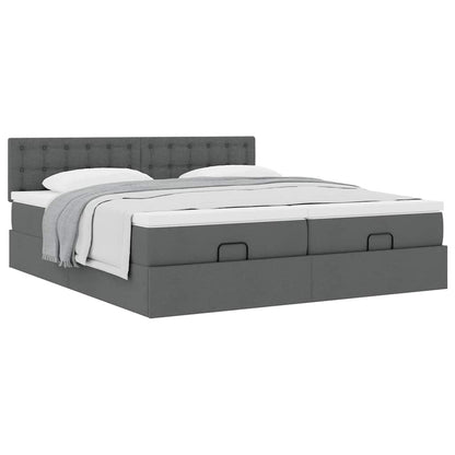 vidaXL Ottoman-Bett mit Matratzen Dunkelgrau 180x200 cm Stoff