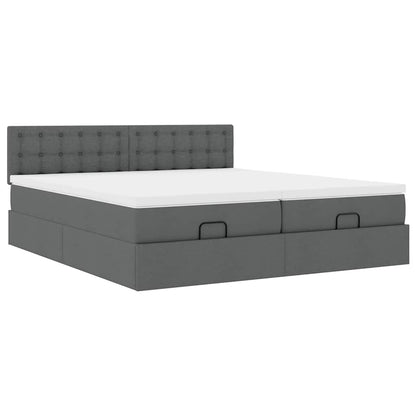 vidaXL Ottoman-Bett mit Matratzen Dunkelgrau 180x200 cm Stoff