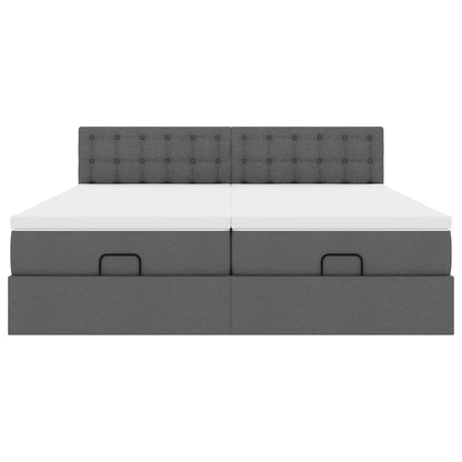 vidaXL Ottoman-Bett mit Matratzen Dunkelgrau 180x200 cm Stoff