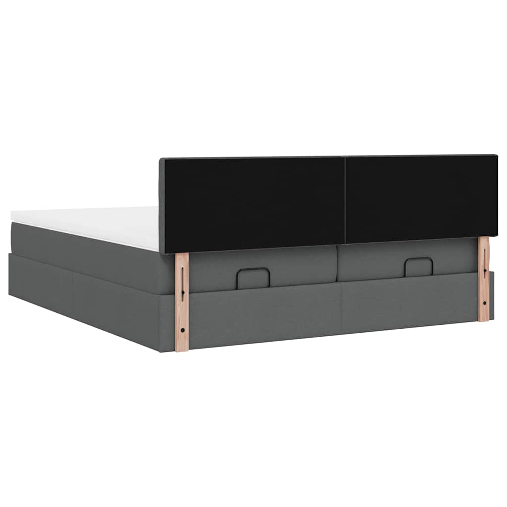 vidaXL Ottoman-Bett mit Matratzen Dunkelgrau 180x200 cm Stoff