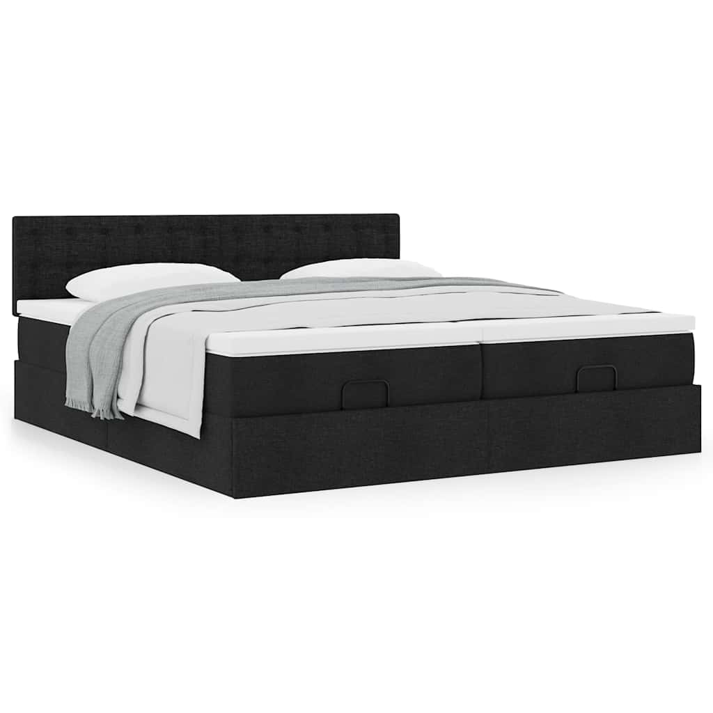 vidaXL Ottoman-Bett mit Matratzen Schwarz 180x200 cm Stoff