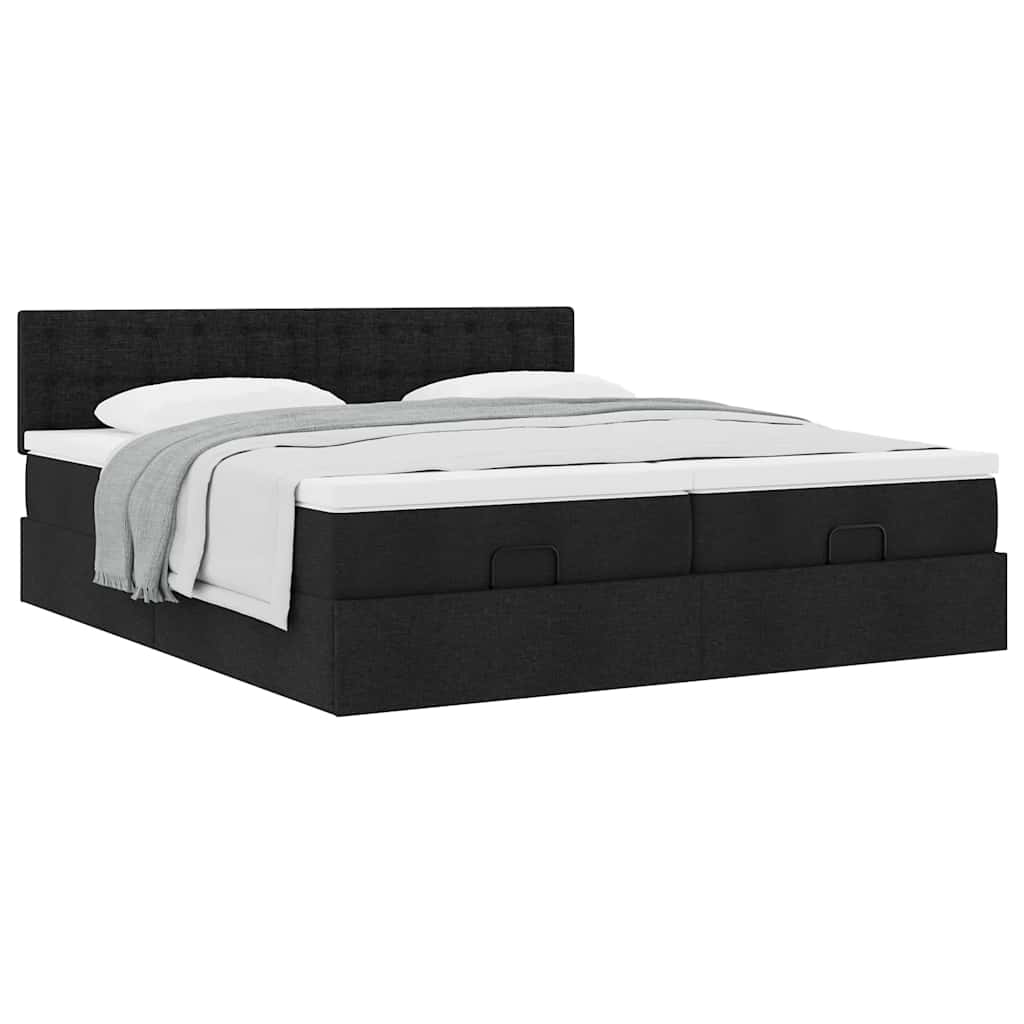 vidaXL Ottoman-Bett mit Matratzen Schwarz 180x200 cm Stoff