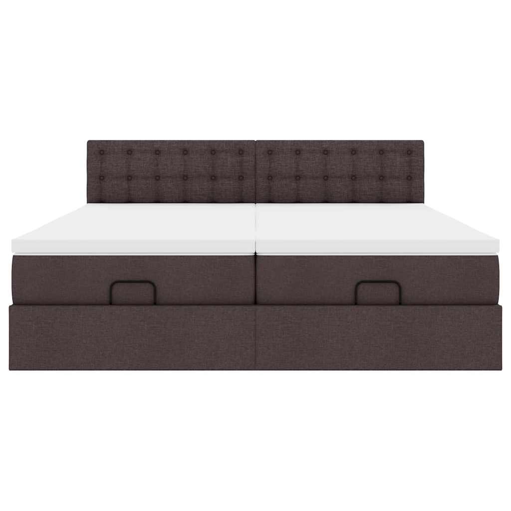 vidaXL Ottoman-Bett mit Matratzen Dunkelbraun 180x200 cm Stoff