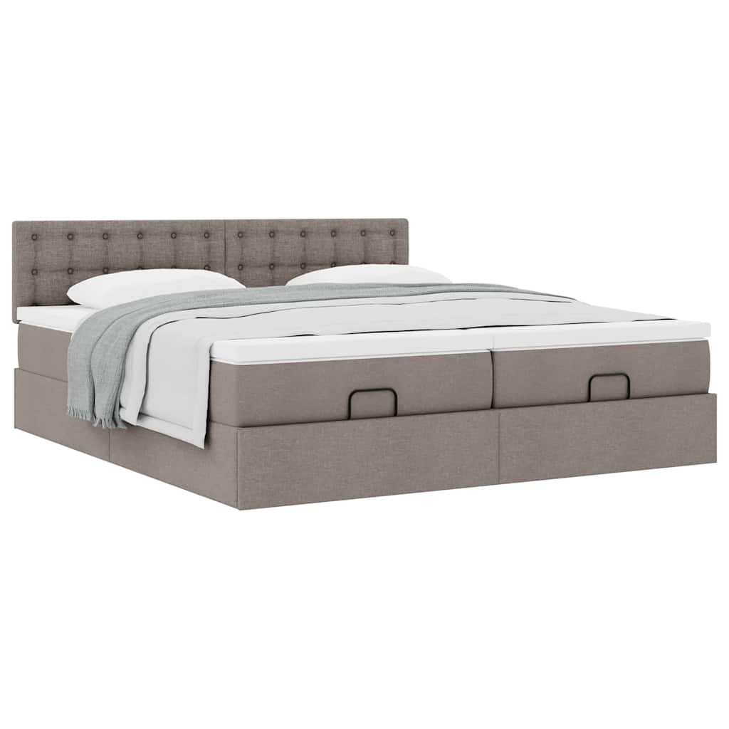 vidaXL Ottoman-Bett mit Matratzen Taupe 180x200 cm Stoff
