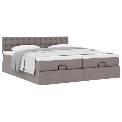 vidaXL Ottoman-Bett mit Matratzen Taupe 180x200 cm Stoff