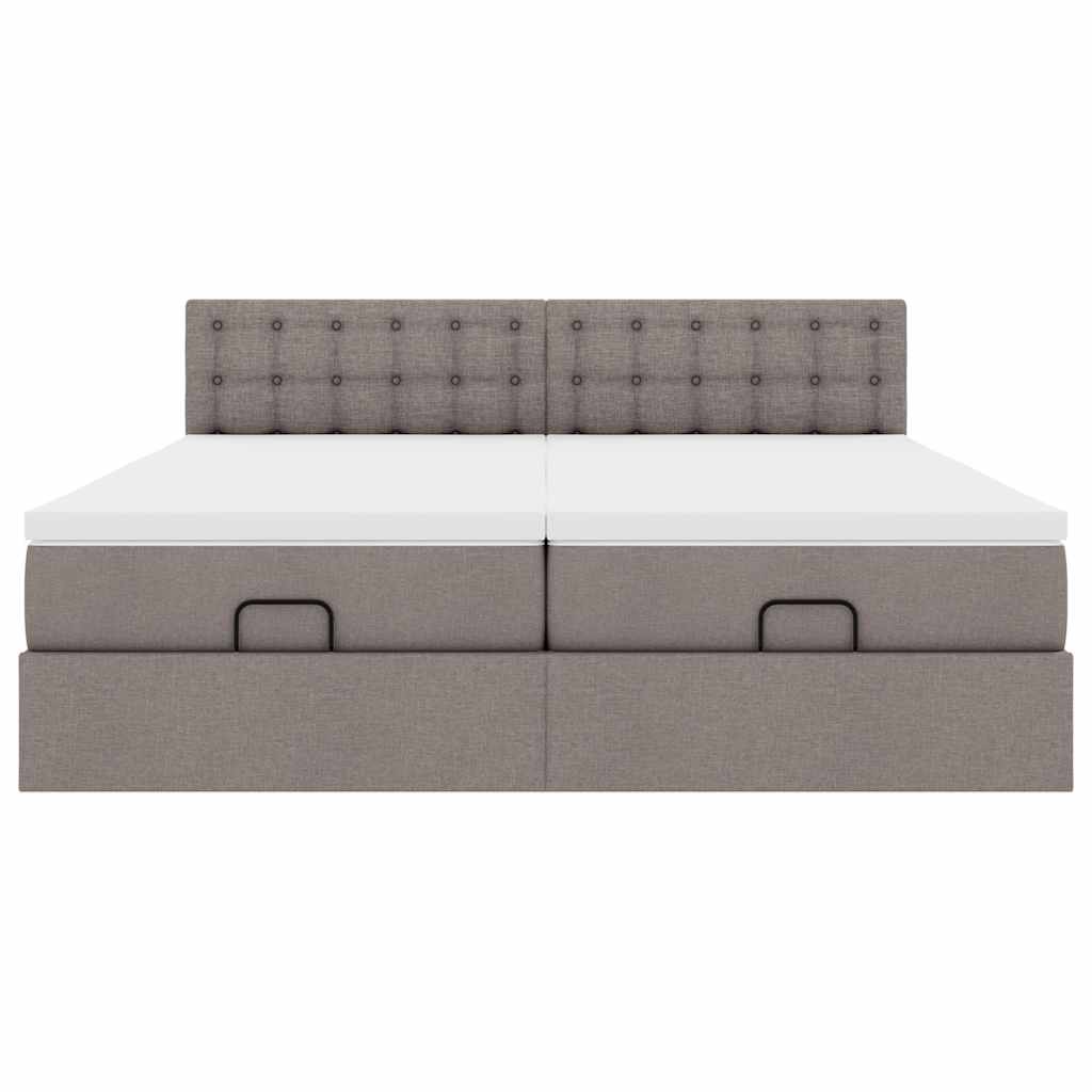 vidaXL Ottoman-Bett mit Matratzen Taupe 180x200 cm Stoff