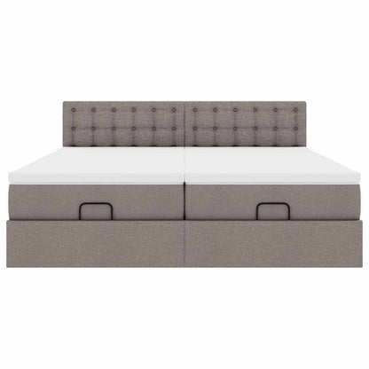 vidaXL Ottoman-Bett mit Matratzen Taupe 180x200 cm Stoff