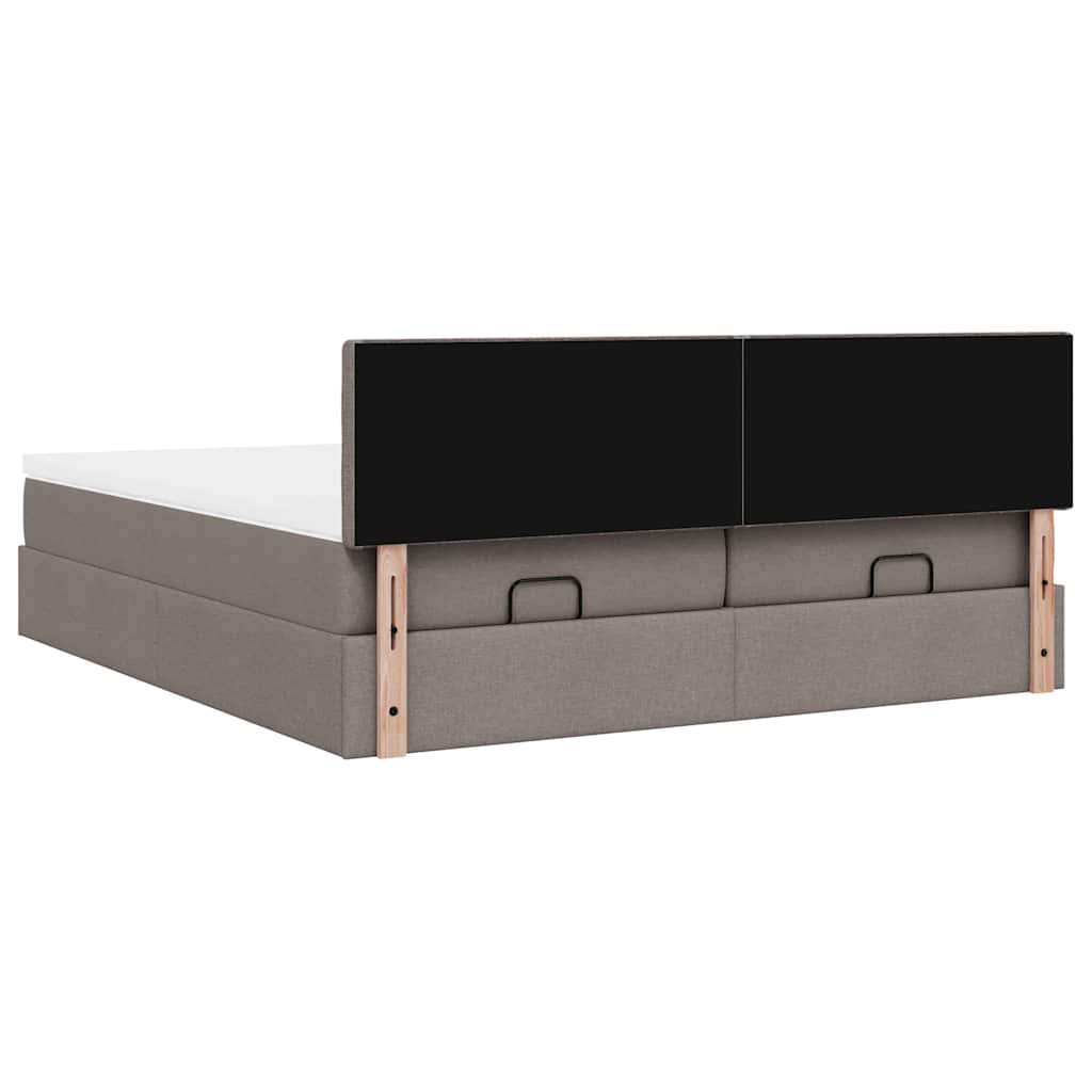 vidaXL Ottoman-Bett mit Matratzen Taupe 180x200 cm Stoff