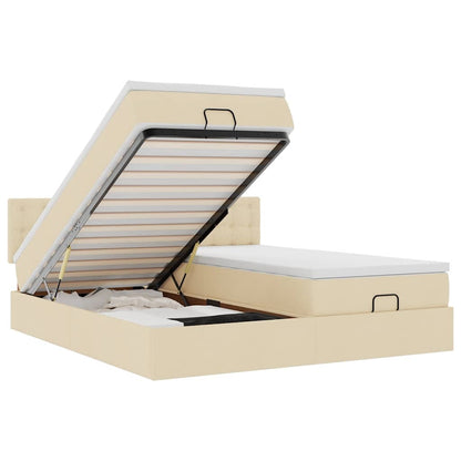 Ottoman-Bett mit Matratzen Creme 180x200 cm Stoff