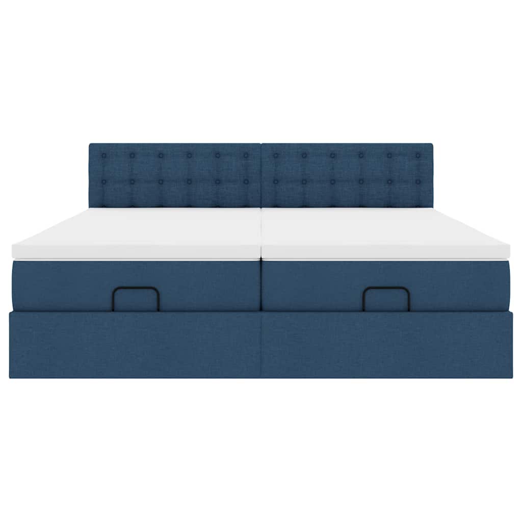 vidaXL Ottoman-Bett mit Matratzen Blau 180x200 cm Stoff