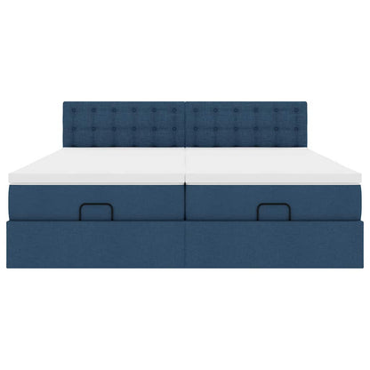 vidaXL Ottoman-Bett mit Matratzen Blau 180x200 cm Stoff