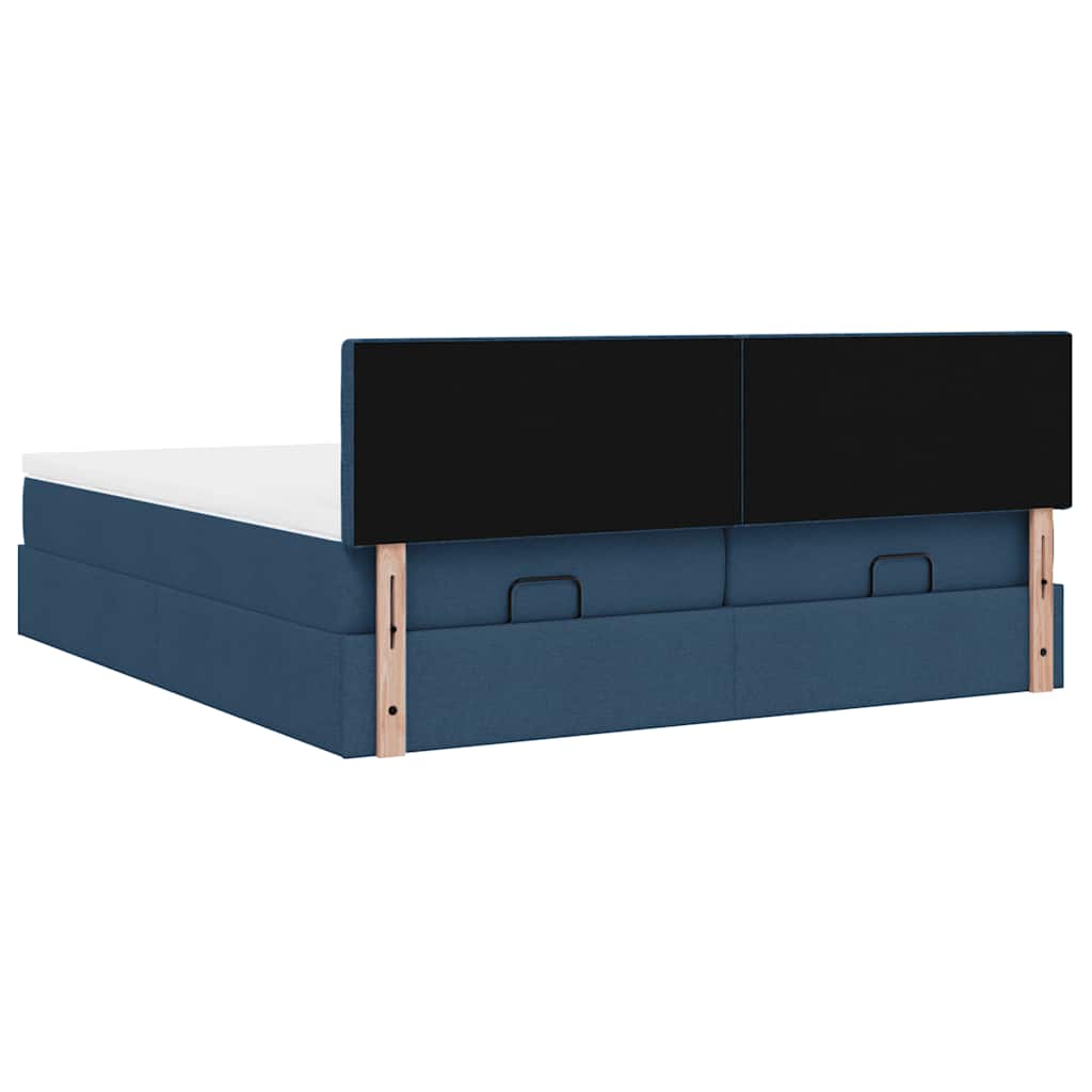 vidaXL Ottoman-Bett mit Matratzen Blau 180x200 cm Stoff