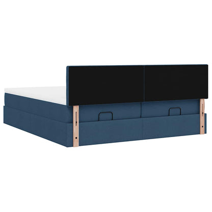 vidaXL Ottoman-Bett mit Matratzen Blau 180x200 cm Stoff