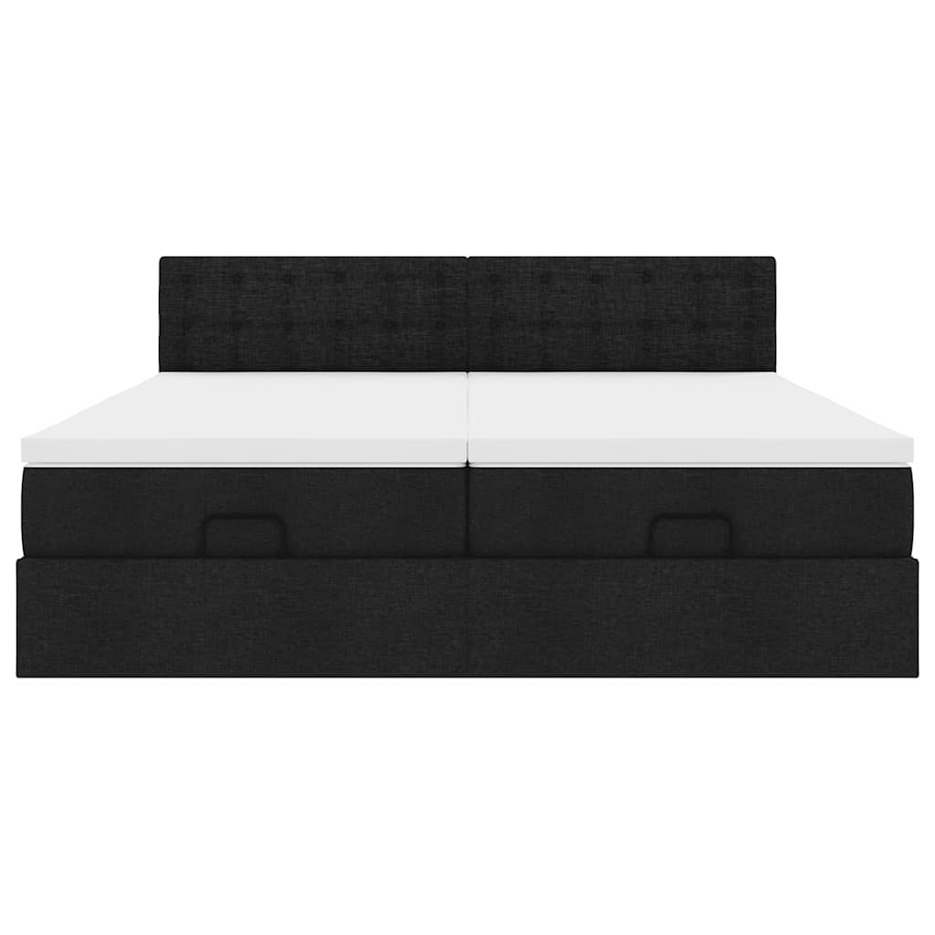 vidaXL Ottoman-Bett mit Matratzen Schwarz 200x200 cm Stoff