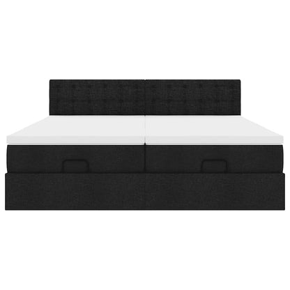 vidaXL Ottoman-Bett mit Matratzen Schwarz 200x200 cm Stoff
