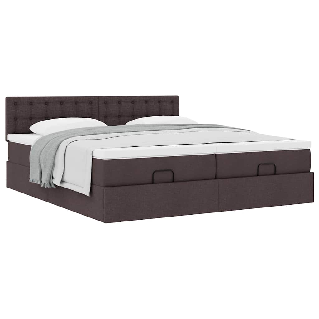 vidaXL Ottoman-Bett mit Matratzen Dunkelbraun 200x200 cm Stoff