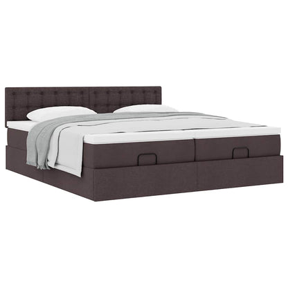 vidaXL Ottoman-Bett mit Matratzen Dunkelbraun 200x200 cm Stoff