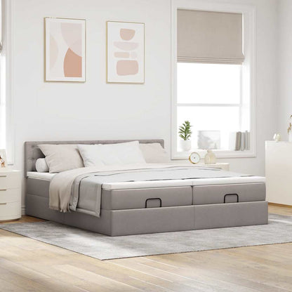 vidaXL Ottoman-Bett mit Matratzen Taupe 200x200 cm Stoff