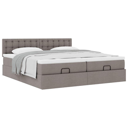 vidaXL Ottoman-Bett mit Matratzen Taupe 200x200 cm Stoff