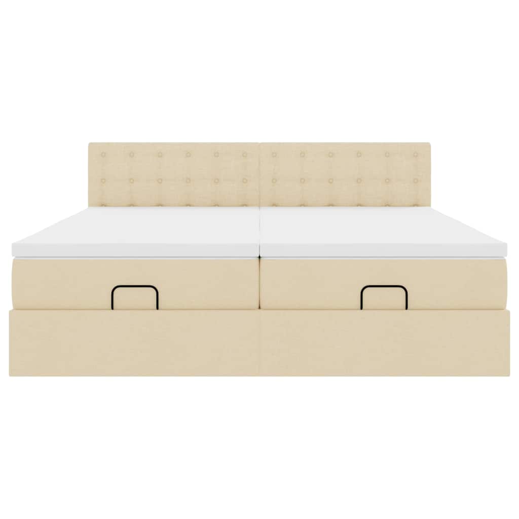 vidaXL Ottoman-Bett mit Matratzen Creme 200x200 cm Stoff