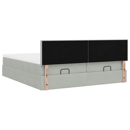 vidaXL Ottoman-Bett mit Matratzen Hellgrau 160x200 cm Samt