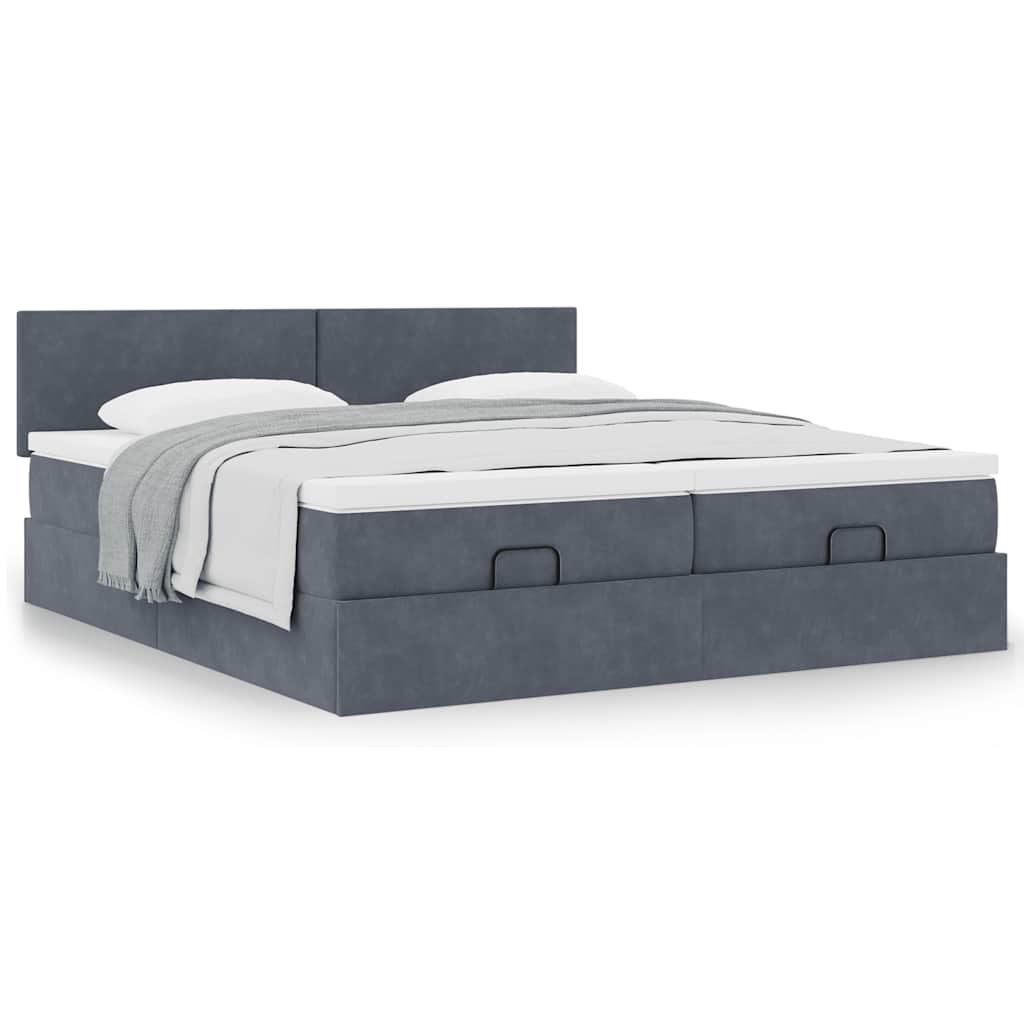 vidaXL Ottoman-Bett mit Matratzen Dunkelgrau 160x200 cm Samt