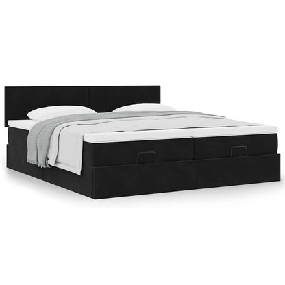 vidaXL Ottoman-Bett mit Matratzen Schwarz 160x200 cm Samt