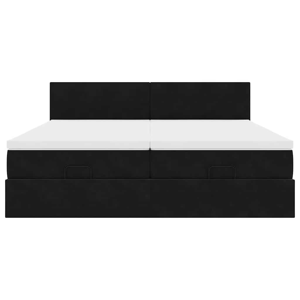 vidaXL Ottoman-Bett mit Matratzen Schwarz 160x200 cm Samt