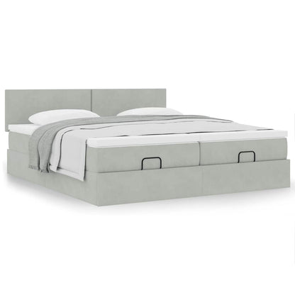 vidaXL Ottoman-Bett mit Matratzen Hellgrau 180x200 cm Samt