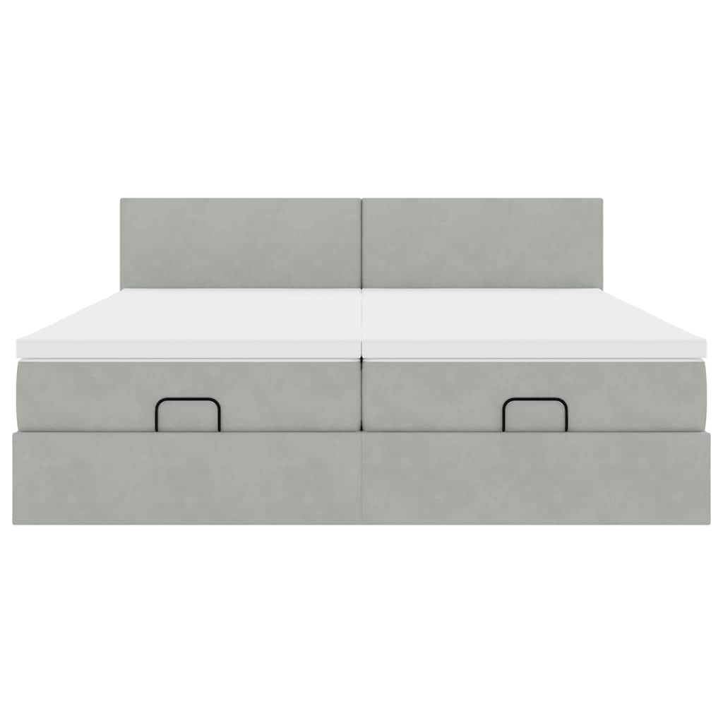 vidaXL Ottoman-Bett mit Matratzen Hellgrau 180x200 cm Samt