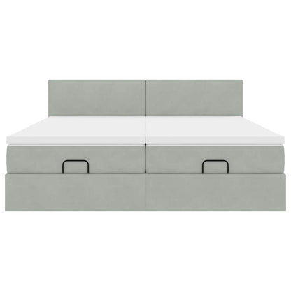 vidaXL Ottoman-Bett mit Matratzen Hellgrau 180x200 cm Samt