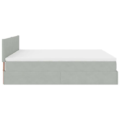 vidaXL Ottoman-Bett mit Matratzen Hellgrau 180x200 cm Samt