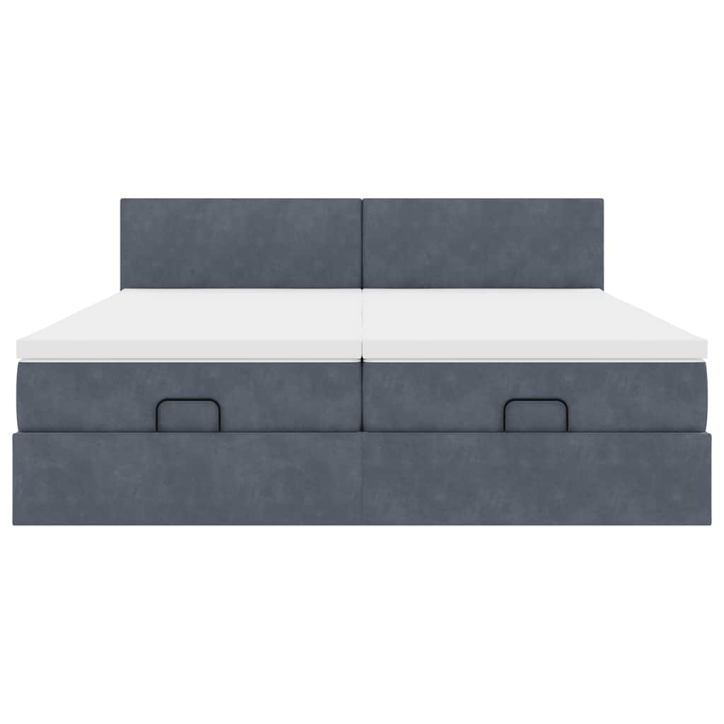 vidaXL Ottoman-Bett mit Matratzen Dunkelgrau 180x200 cm Samt