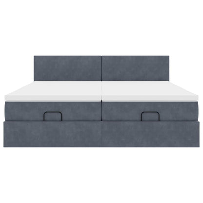 vidaXL Ottoman-Bett mit Matratzen Dunkelgrau 180x200 cm Samt