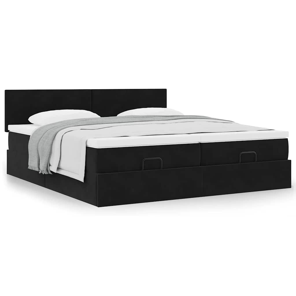 vidaXL Ottoman-Bett mit Matratzen Schwarz 180x200 cm Samt