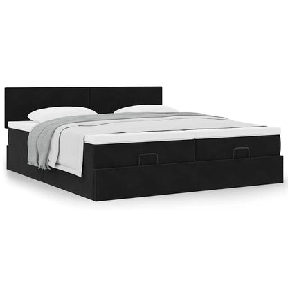 vidaXL Ottoman-Bett mit Matratzen Schwarz 180x200 cm Samt