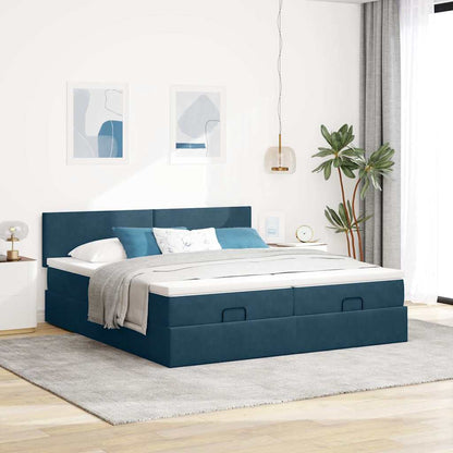 vidaXL Ottoman-Bett mit Matratzen Dunkelblau 180x200 cm Samt