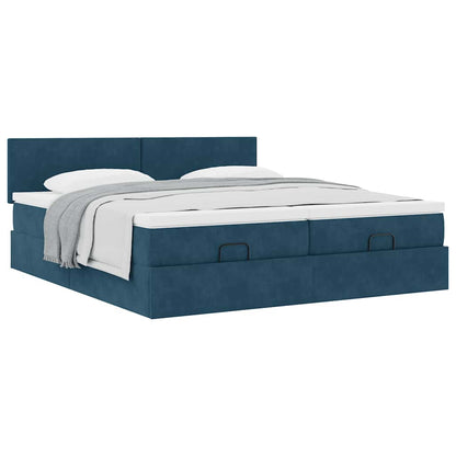 vidaXL Ottoman-Bett mit Matratzen Dunkelblau 180x200 cm Samt
