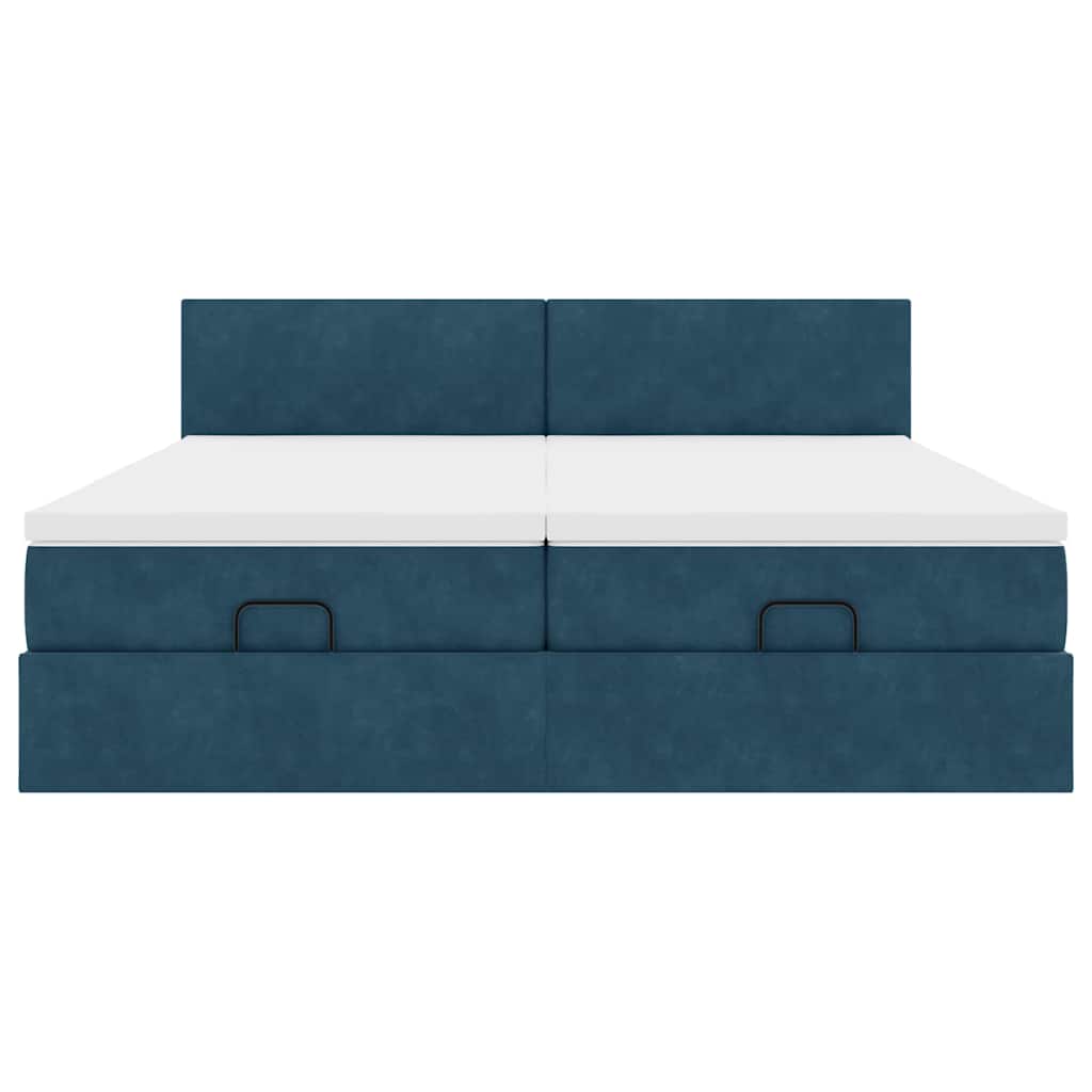 vidaXL Ottoman-Bett mit Matratzen Dunkelblau 180x200 cm Samt